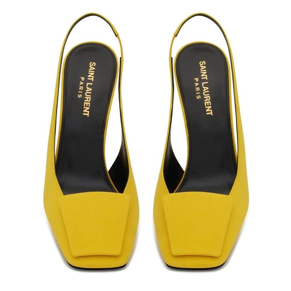 Saint Laurent George 115mm yellow slingback pumps